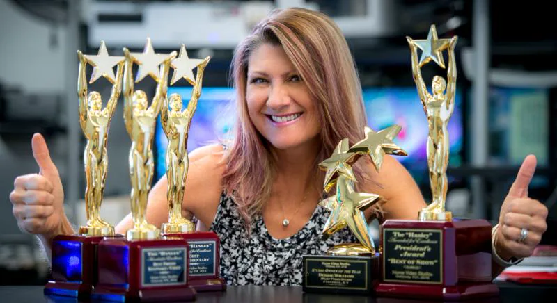 Debbie Williams with her Hanley awards